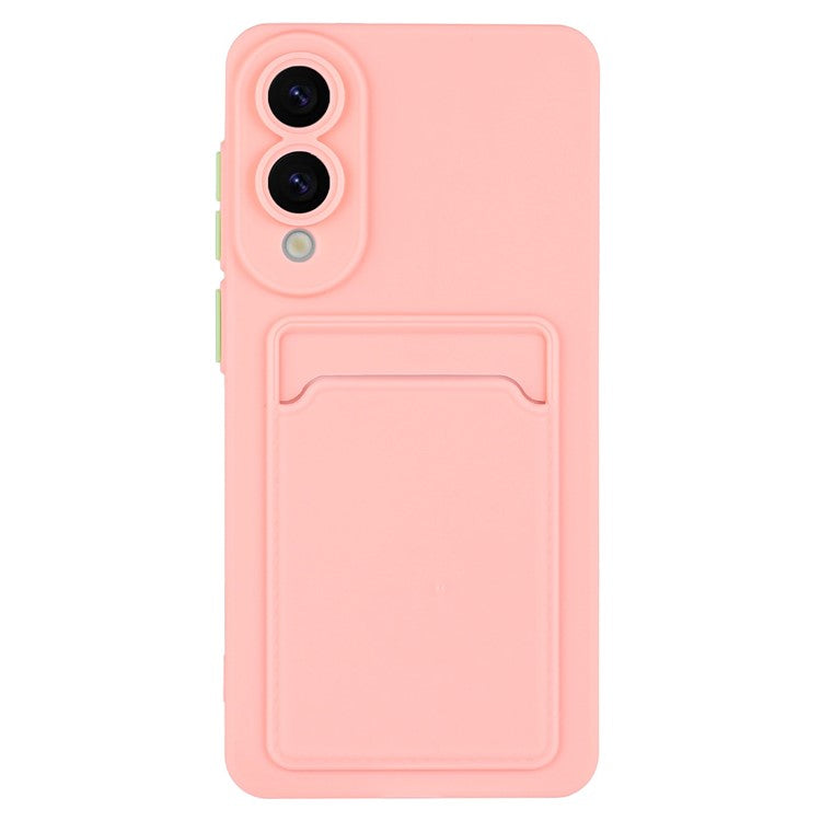 For Samsung Galaxy S25 Edge Case Card Slot Matte Fingerprint-Free Back Cover - Pink