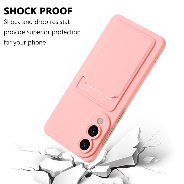 For Samsung Galaxy S25 Edge Case Card Slot Matte Fingerprint-Free Back Cover - Pink