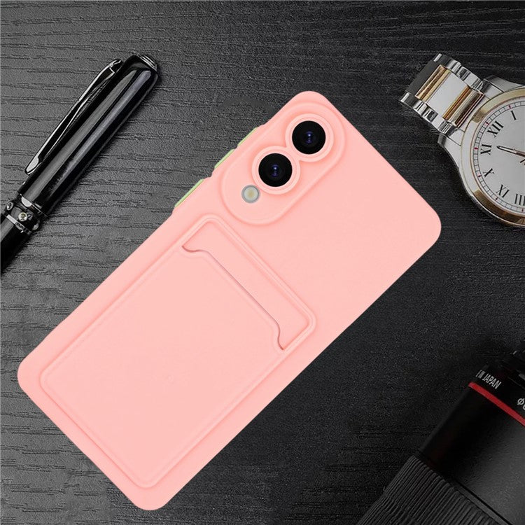 For Samsung Galaxy S25 Edge Case Card Slot Matte Fingerprint-Free Back Cover - Pink