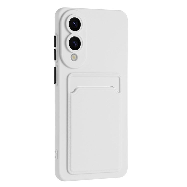 For Samsung Galaxy S25 Edge Case Card Slot Matte Fingerprint-Free Back Cover - White