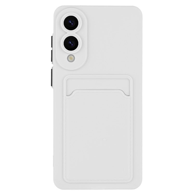 For Samsung Galaxy S25 Edge Case Card Slot Matte Fingerprint-Free Back Cover - White