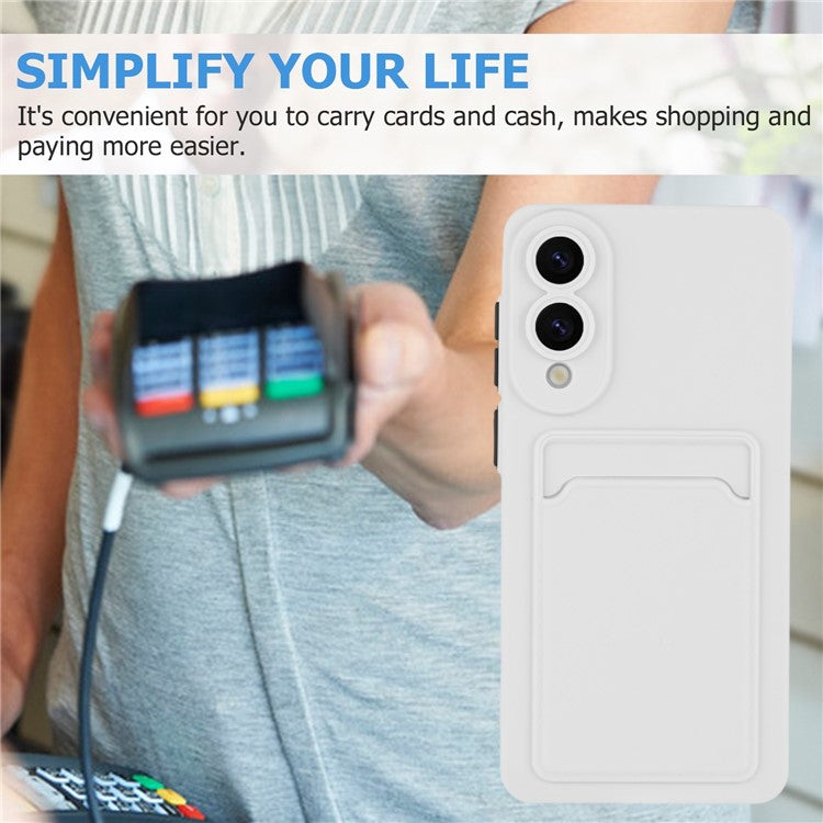 For Samsung Galaxy S25 Edge Case Card Slot Matte Fingerprint-Free Back Cover - White