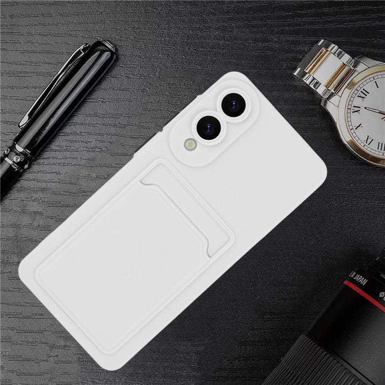 For Samsung Galaxy S25 Edge Case Card Slot Matte Fingerprint-Free Back Cover - White