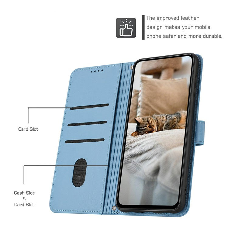 For Samsung Galaxy S25 Edge Wallet Case Cats Imprint Leather Phone Cover with Strap - Blue