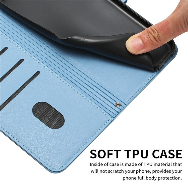 For Samsung Galaxy S25 Edge Wallet Case Cats Imprint Leather Phone Cover with Strap - Blue