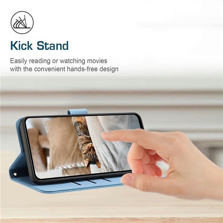 For Samsung Galaxy S25 Edge Wallet Case Cats Imprint Leather Phone Cover with Strap - Blue