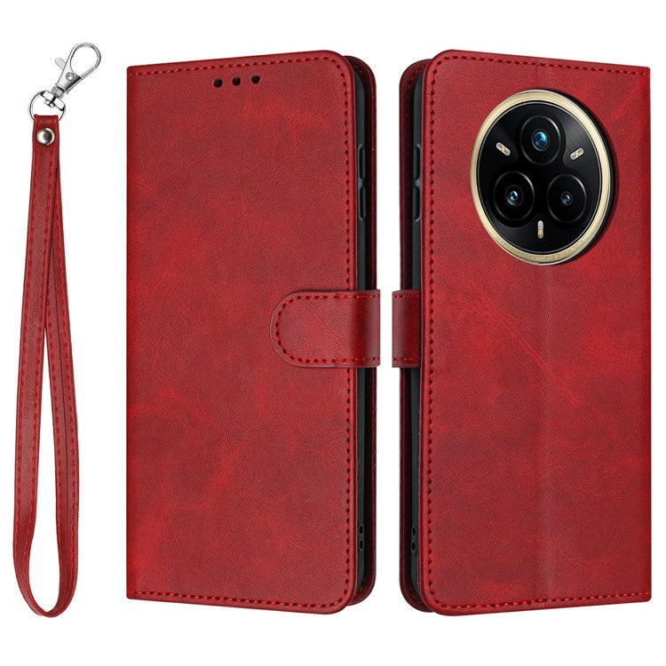 For Realme 14 Pro 5G Case Flip Stand PU Leather Wallet Phone Cover Calf Texture - Red