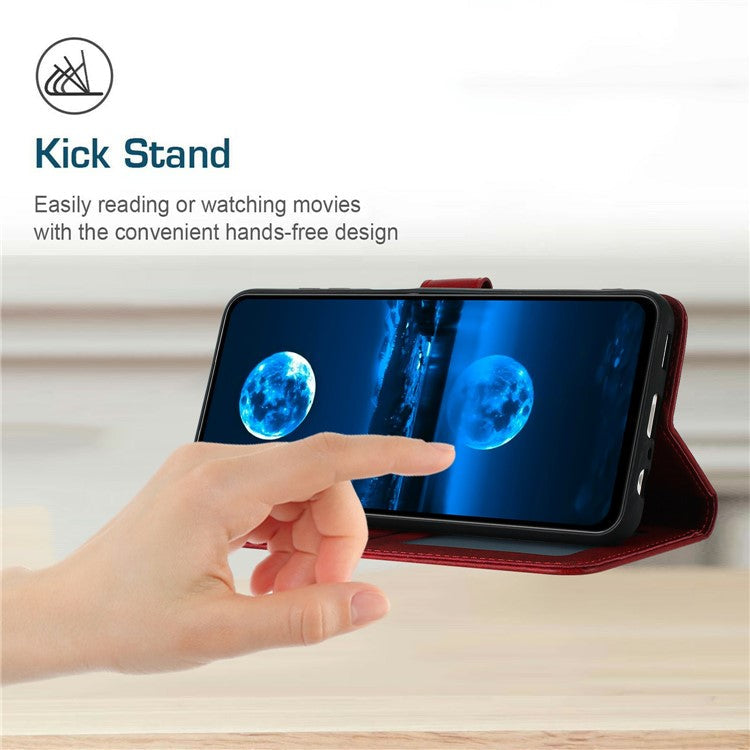 For Realme 14 Pro 5G Case Flip Stand PU Leather Wallet Phone Cover Calf Texture - Red