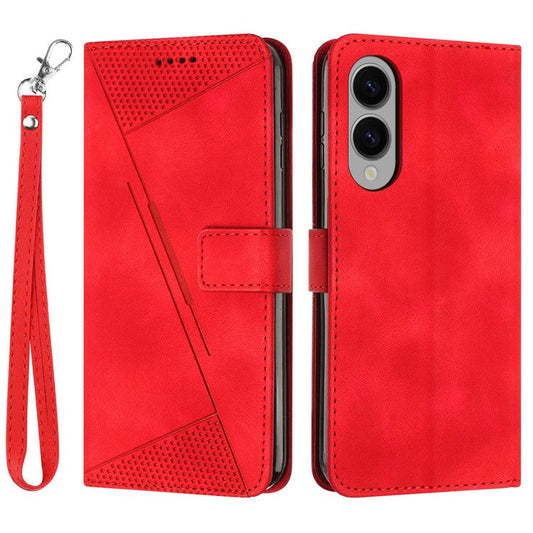 For Samsung Galaxy S25 Edge Case Handbag Imprinted Triangle Leather Phone Cover - Red
