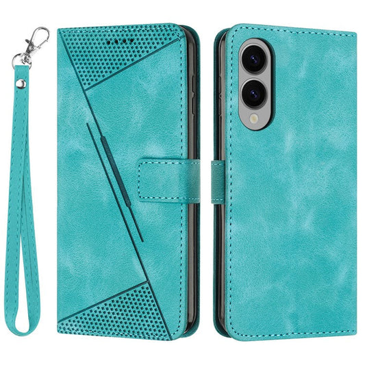For Samsung Galaxy S25 Edge Case Handbag Imprinted Triangle Leather Phone Cover - Green