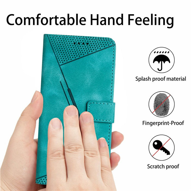 For Samsung Galaxy S25 Edge Case Handbag Imprinted Triangle Leather Phone Cover - Green