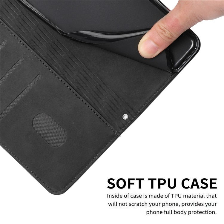 For Samsung Galaxy S25 Edge Case Viewing Stand PU Leather Phone Cover Imprinted Heart Pattern - Black
