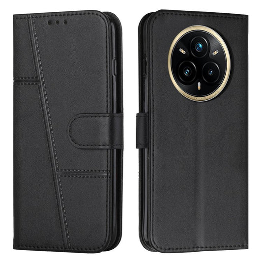 For Realme 14 Pro 5G Case Leather Stand Protective Phone Cover - Black