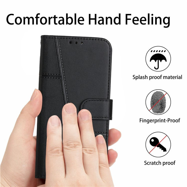 For Realme 14 Pro 5G Case Leather Stand Protective Phone Cover - Black