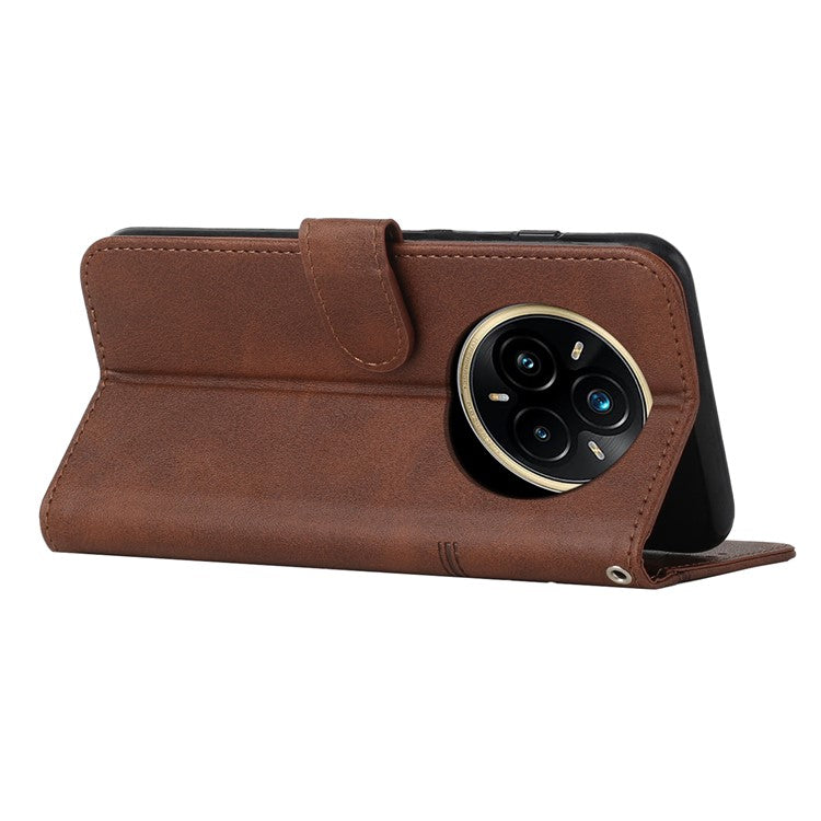 For Realme 14 Pro 5G Case Leather Stand Protective Phone Cover - Brown