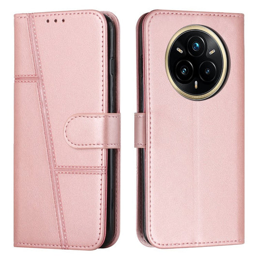 For Realme 14 Pro 5G Case Leather Stand Protective Phone Cover - Rose Gold