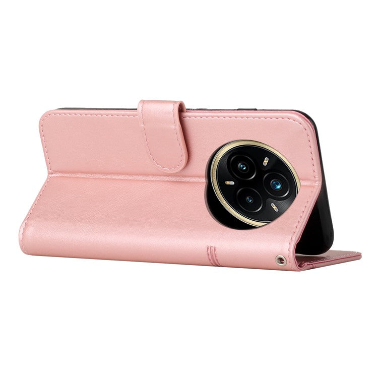 For Realme 14 Pro 5G Case Leather Stand Protective Phone Cover - Rose Gold