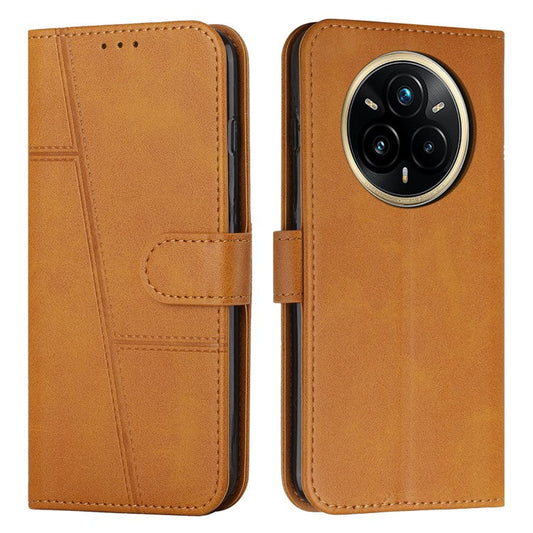For Realme 14 Pro 5G Case Leather Stand Protective Phone Cover - Yellow