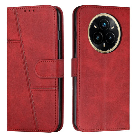 For Realme 14 Pro+ 5G Case Leather Stand Protective Phone Cover - Red