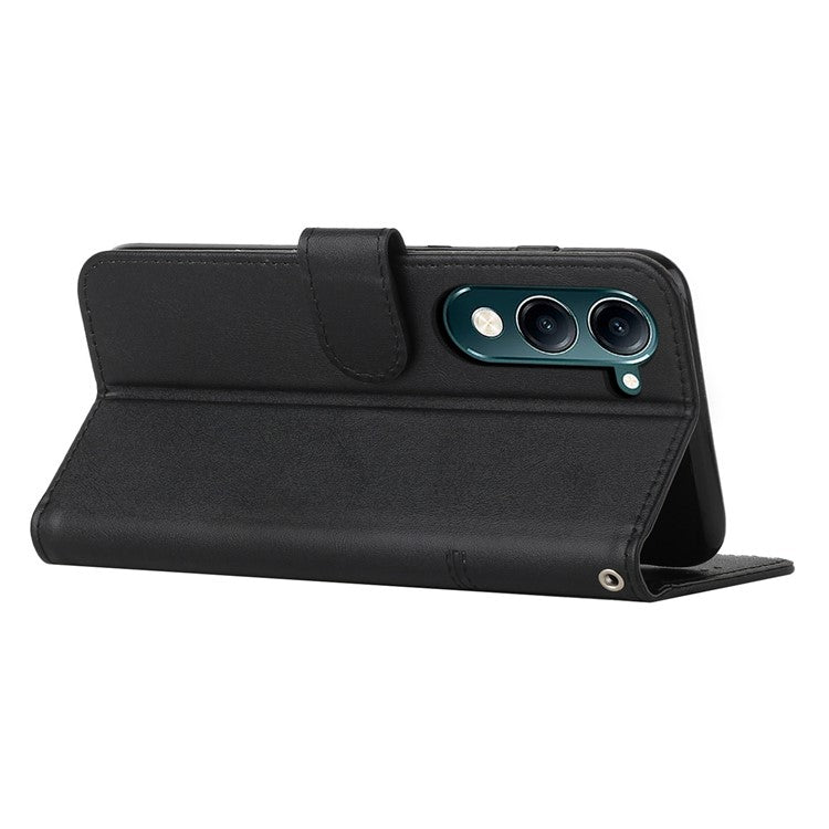 For vivo Y29s 5G  /  Y04 4G Case Leather Stand Protective Phone Cover - Black