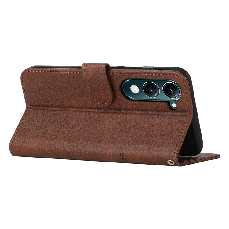 For vivo Y29s 5G  /  Y04 4G Case Leather Stand Protective Phone Cover - Brown