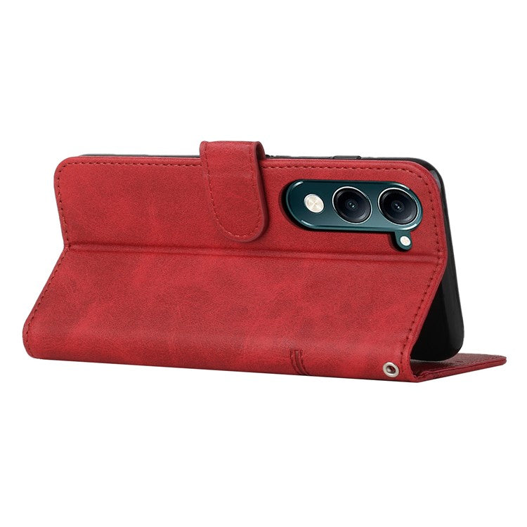 For vivo Y29s 5G  /  Y04 4G Case Leather Stand Protective Phone Cover - Red