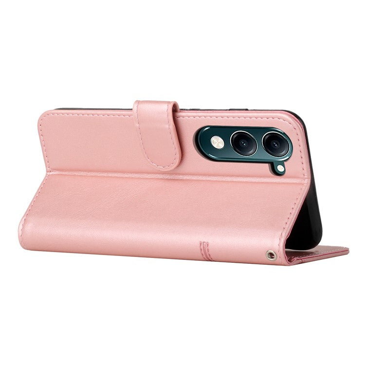 For vivo Y29s 5G  /  Y04 4G Case Leather Stand Protective Phone Cover - Rose Gold