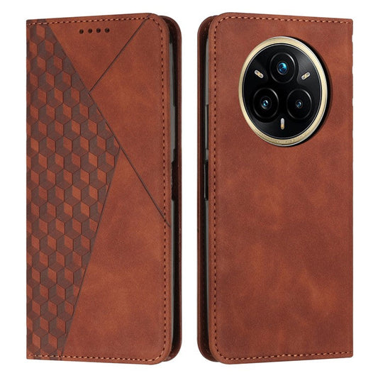 For Realme 14 Pro 5G Case Wallet Leather Phone Cover Pattern Imprinted - Brown