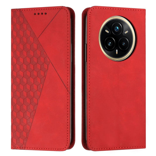 For Realme 14 Pro+ 5G Case Wallet Leather Phone Cover Pattern Imprinted - Red