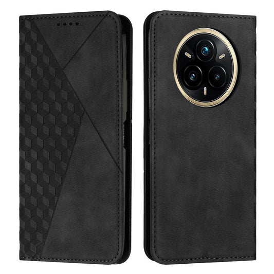 For Realme 14 Pro+ 5G Case Wallet Leather Phone Cover Pattern Imprinted - Black