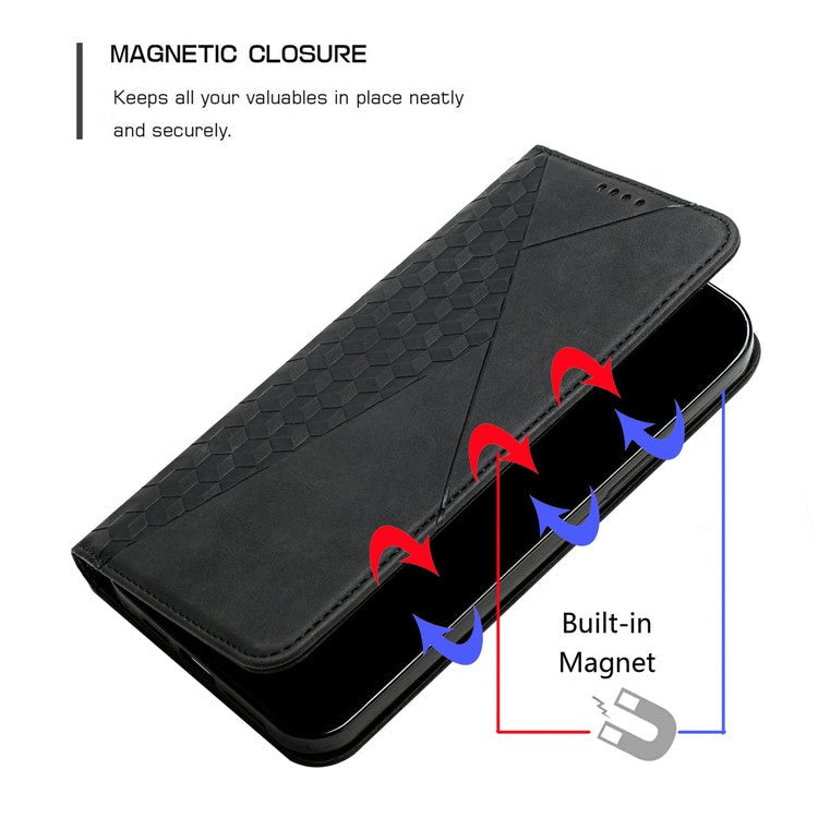For Realme 14 Pro+ 5G Case Wallet Leather Phone Cover Pattern Imprinted - Black