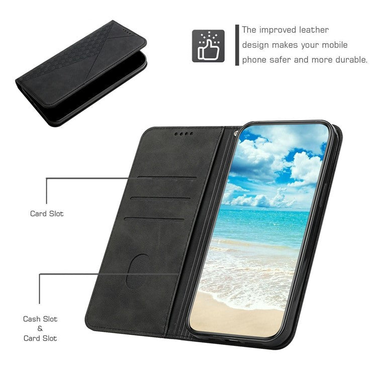 For Realme 14 Pro+ 5G Case Wallet Leather Phone Cover Pattern Imprinted - Black