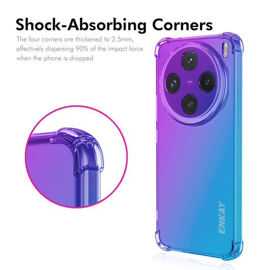 For vivo X200 5G TPU Case ENKAY Thickened Four Corner Drop-proof Phone Back Cover - Purple / Blue