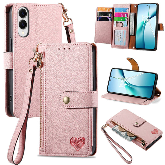 For Samsung Galaxy S25 Edge Case RFID Blocking Zipper Pocket Leather Wallet Phone Cover - Pink