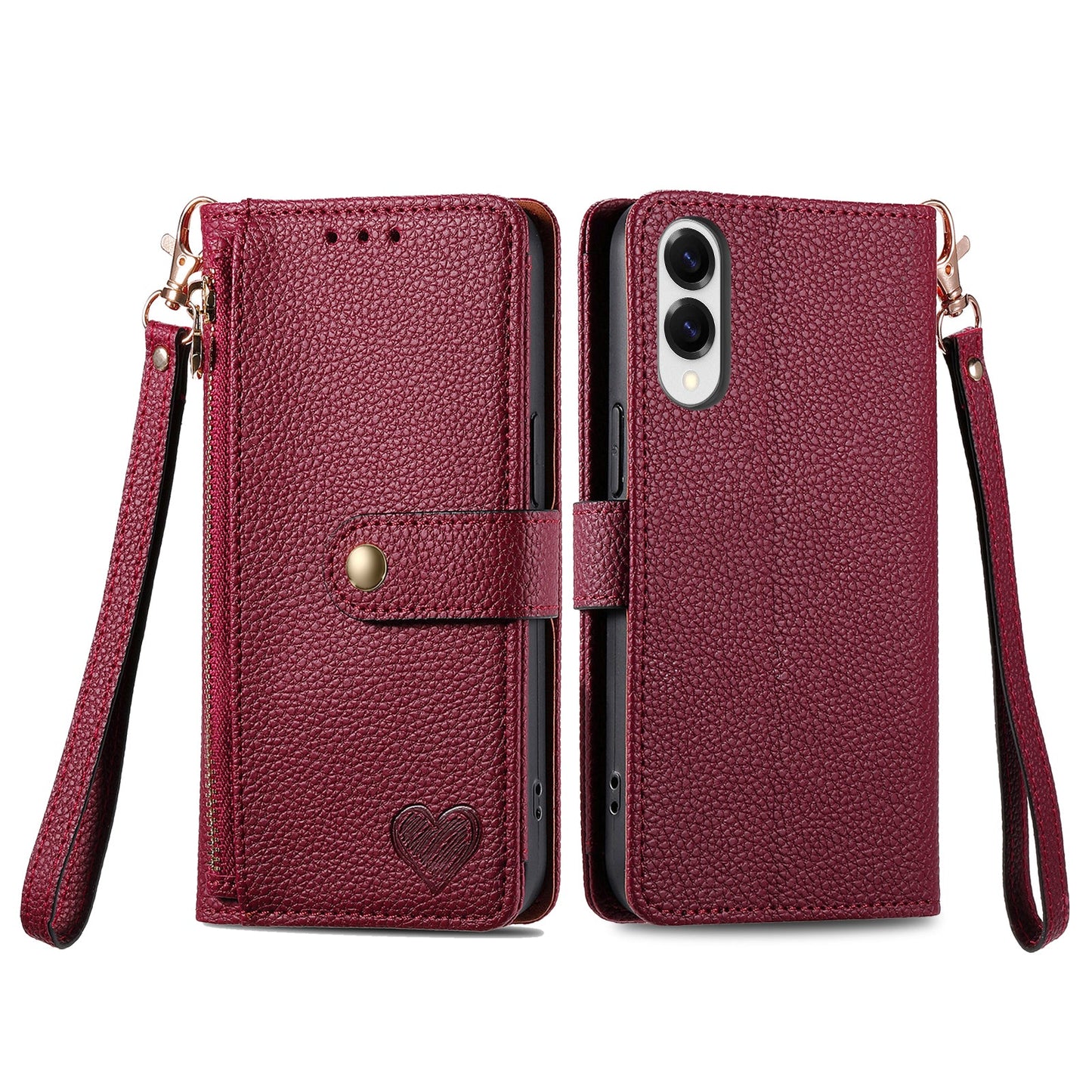 For Samsung Galaxy S25 Edge Case RFID Blocking Zipper Pocket Leather Wallet Phone Cover - Red