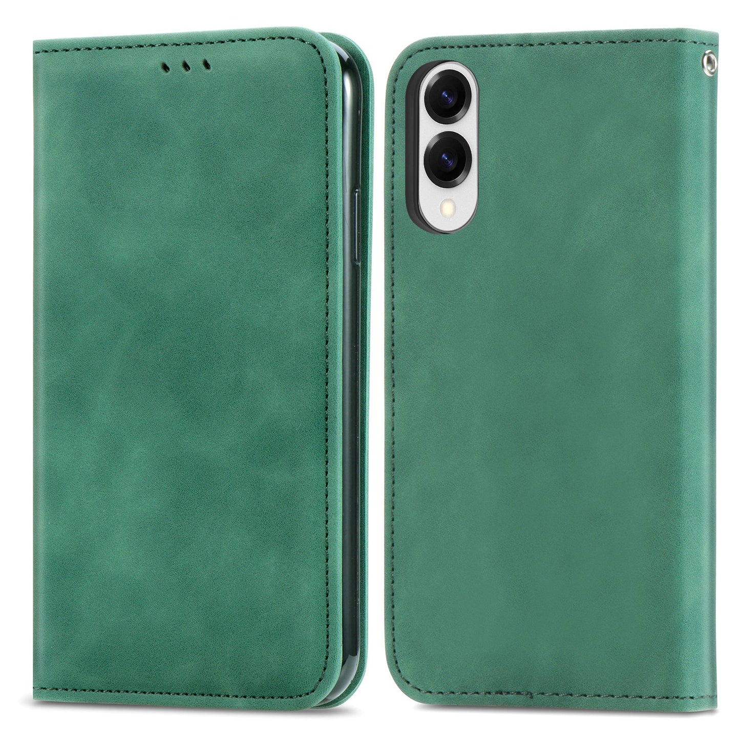 For Samsung Galaxy S25 Edge Leather Case with Card Holder Magnetic Absorption Phone Cover - Green