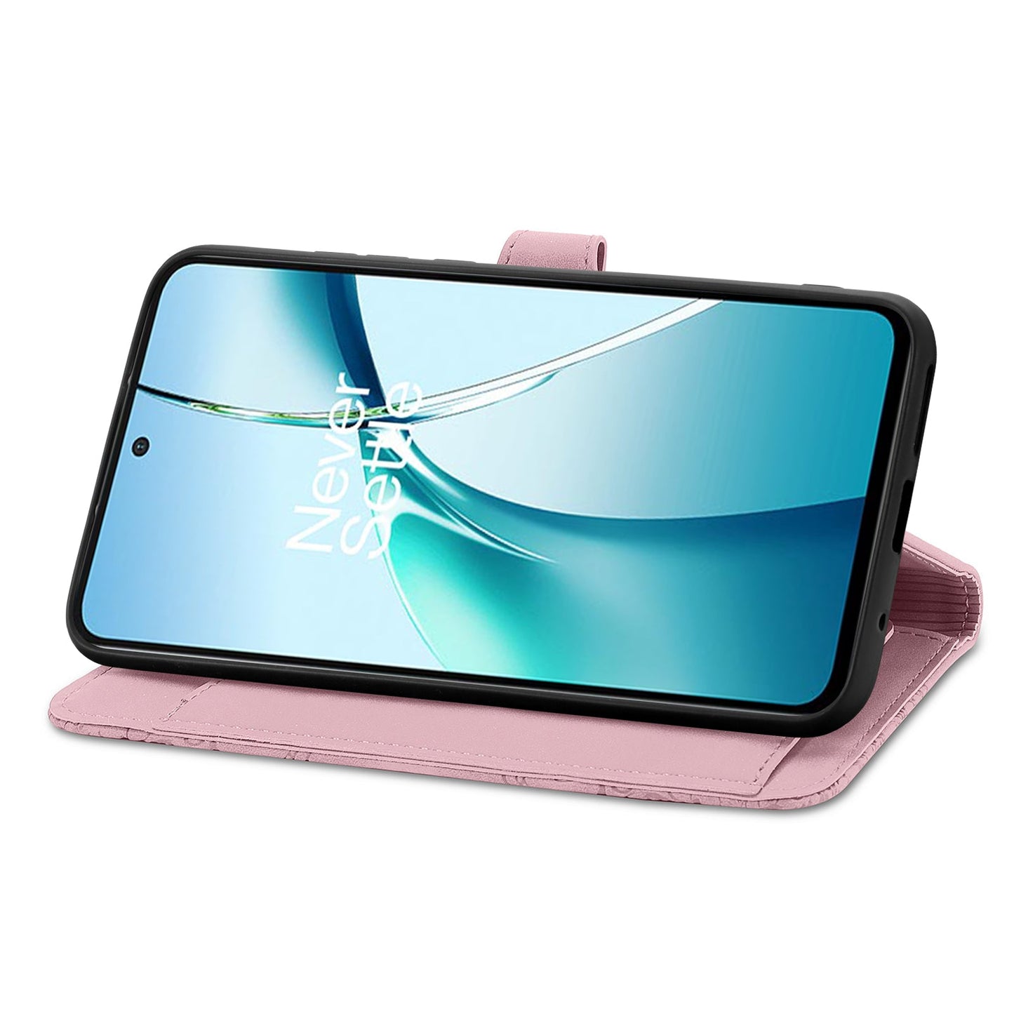 For Samsung Galaxy S25 Edge Zipper Wallet Case with Strap Flower Imprint PU Leather Phone Cover - Pink