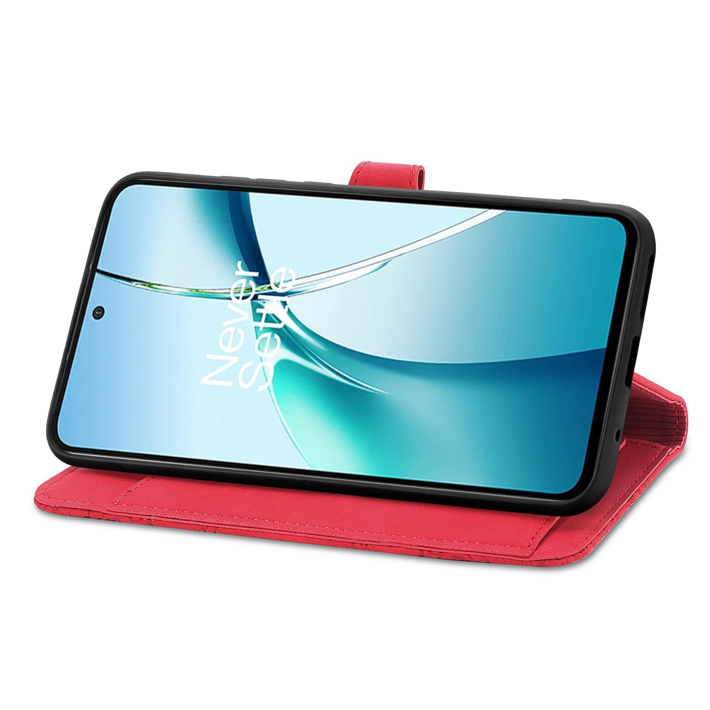 For Samsung Galaxy S25 Edge Zipper Wallet Case with Strap Flower Imprint PU Leather Phone Cover - Red