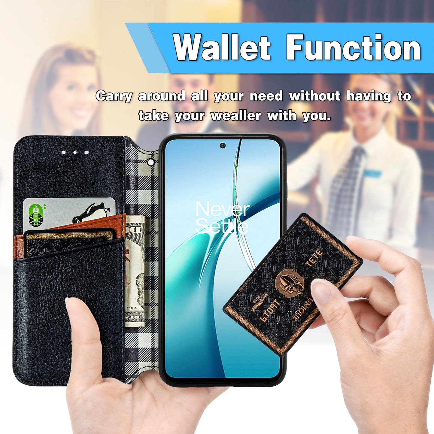 For Samsung Galaxy S25 Edge Case Rhombus Imprint PU Leather Wallet Phone Cover - Black