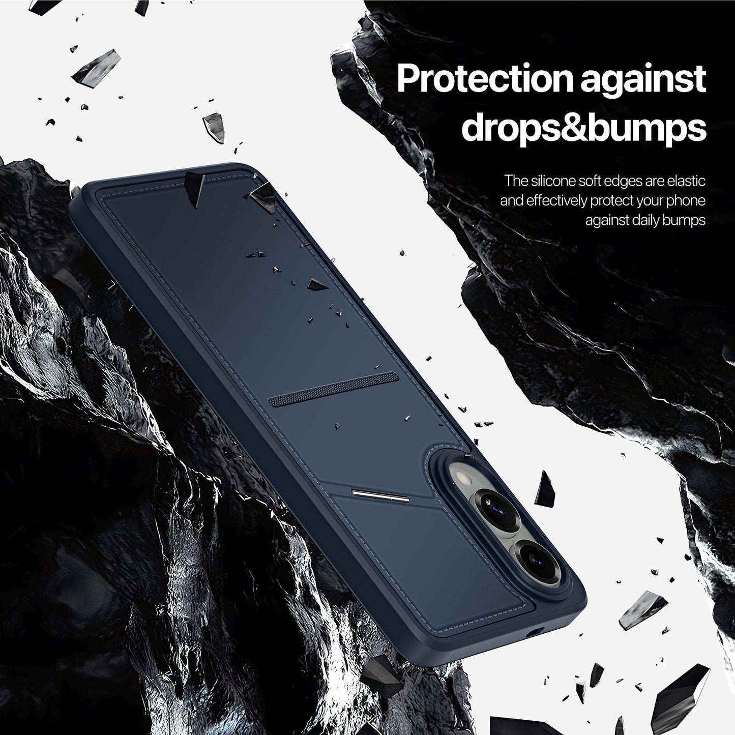 For Samsung Galaxy S25 Edge Magnetic Case DUX DUCIS Rafi II Series Leather Back Cover with RFID Blocking Card Slots - Blue