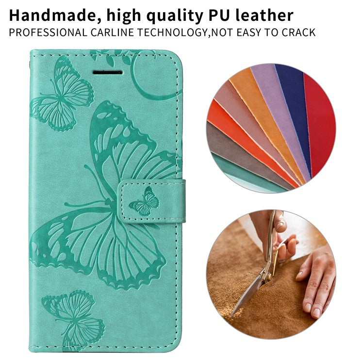 For vivo Y29s 5G Wallet Case Floral Butterfly Imprinted Leather Phone Cover Stand -  Green