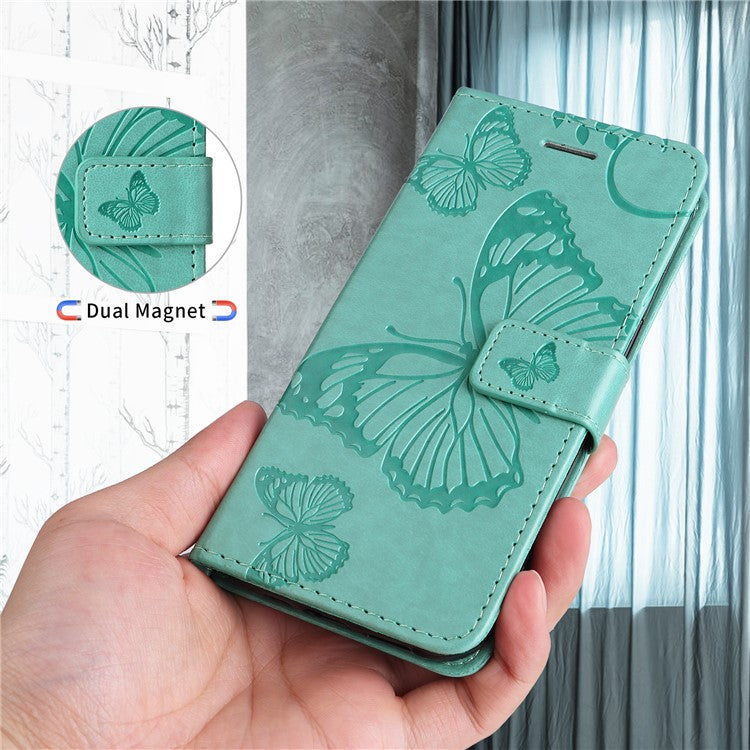 For vivo V50 5G Wallet Case Floral Butterfly Imprinted Leather Phone Cover Stand -  Green