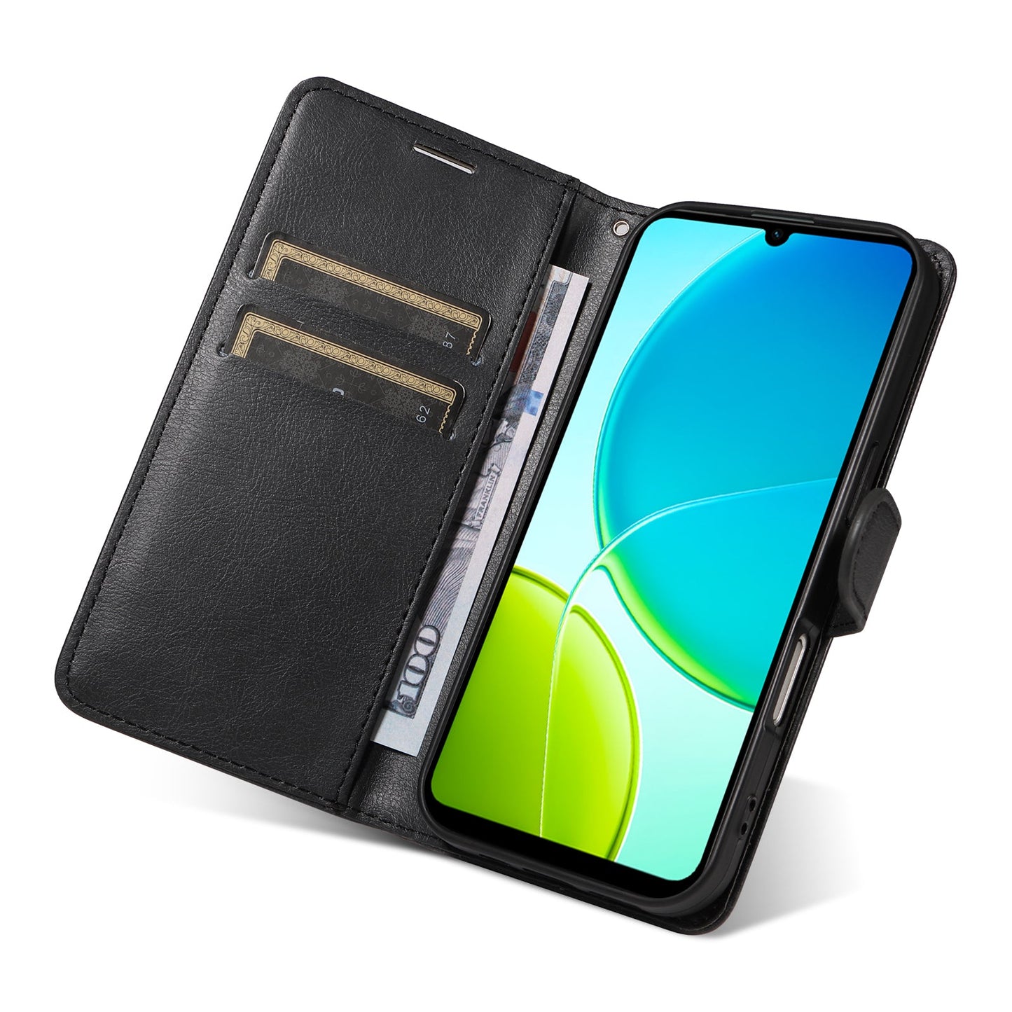 For vivo Y04 4G / vivo Y29s 5G Leather Wallet Case with Strap Solid Color Phone Stand Cover - Red