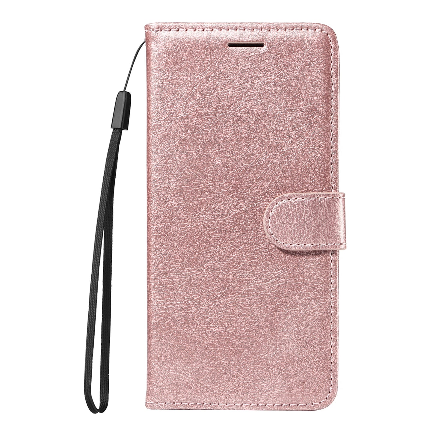 For vivo Y04 4G / vivo Y29s 5G Leather Wallet Case with Strap Solid Color Phone Stand Cover - Rose Gold