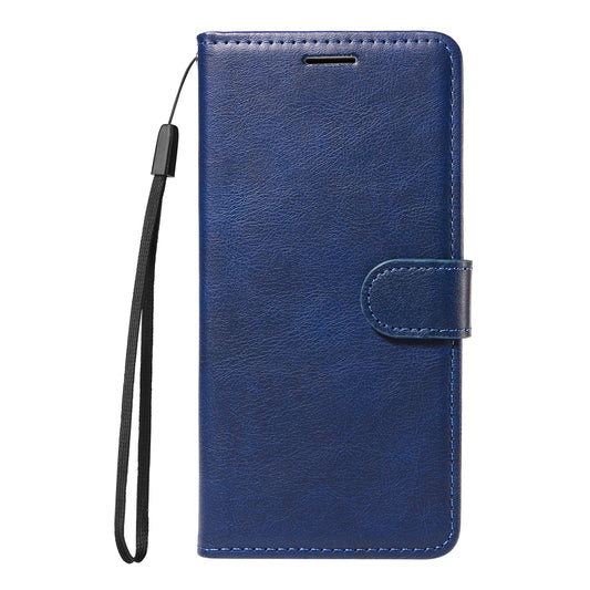 For vivo Y04 4G / vivo Y29s 5G Leather Wallet Case with Strap Solid Color Phone Stand Cover - Blue