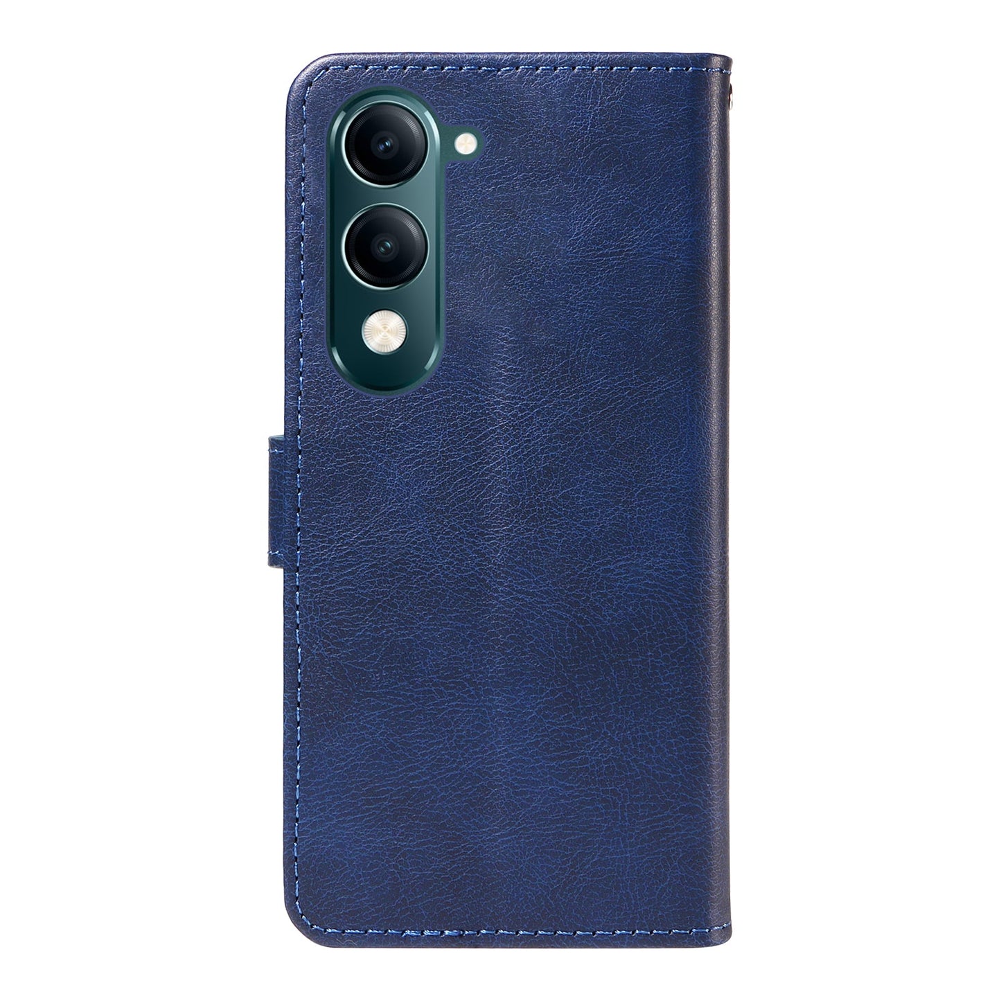 For vivo Y04 4G / vivo Y29s 5G Leather Wallet Case with Strap Solid Color Phone Stand Cover - Blue