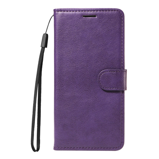 For vivo Y04 4G / vivo Y29s 5G Leather Wallet Case with Strap Solid Color Phone Stand Cover - Purple