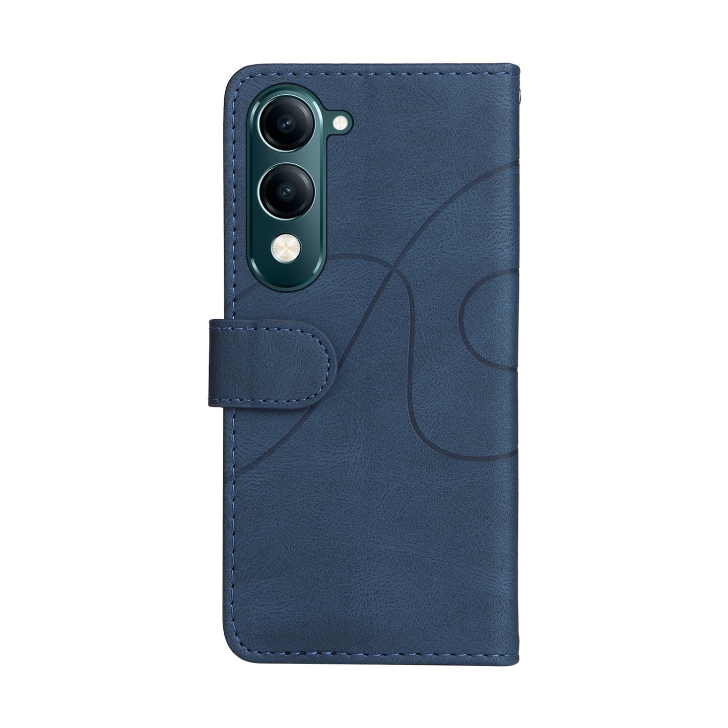 For vivo Y29s 5G Leather Phone Case Stand Wallet with Bi-colour Splicing Design - Blue