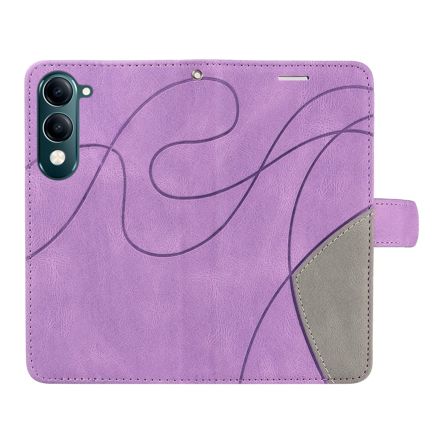 For vivo Y29s 5G Leather Phone Case Stand Wallet with Bi-colour Splicing Design - Purple
