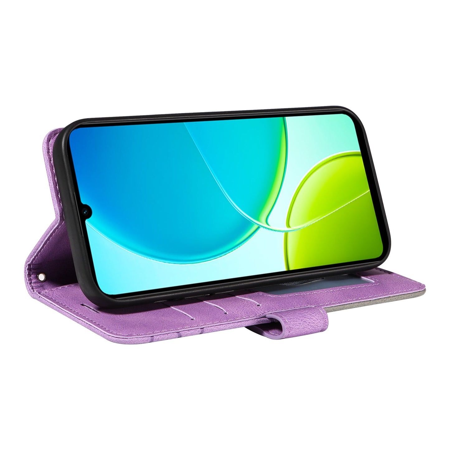 For vivo Y29s 5G Leather Phone Case Stand Wallet with Bi-colour Splicing Design - Purple